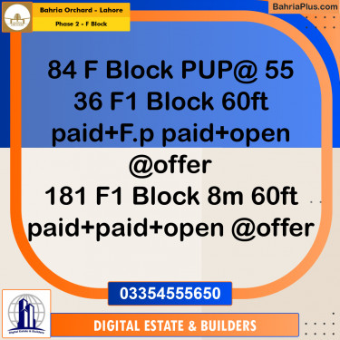 5 Marla Residential Plot for Sale in Phase 2 - F Block -  Bahria Orchard, Lahore - (BP-354562)