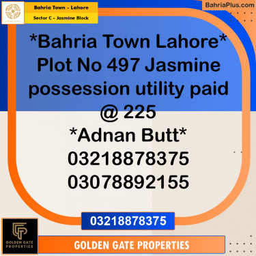 10 Marla Residential Plot for Sale in Sector C - Jasmine Block -  Bahria Town, Lahore - (BP-354608)