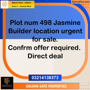 10 Marla Residential Plot for Sale in Sector C - Jasmine Block -  Bahria Town, Lahore - (BP-354614)