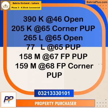 5 Marla Residential Plot for Sale in Phase 2 - K Block Commercial -  Bahria Orchard, Lahore - (BP-354633)