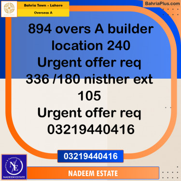 Residential Plot for Sale in Overseas A -  Bahria Town, Lahore - (BP-354645)