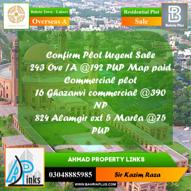10 Marla Residential Plot for Sale in Overseas A -  Bahria Town, Lahore - (BP-354674)