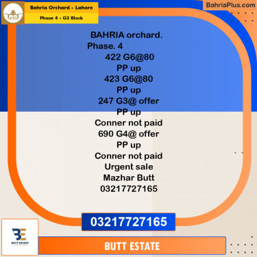 10 Marla Residential Plot for Sale in Phase 4 - G3 Block -  Bahria Orchard, Lahore - (BP-354894)
