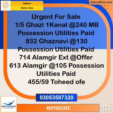 Residential Plot for Sale in Bahria Town, Lahore - (BP-354954)