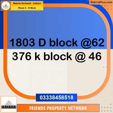 8 Marla Residential Plot for Sale in Phase 2 - D Block -  Bahria Orchard, Lahore - (BP-354966)