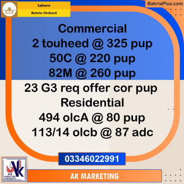 5 Marla Residential Plot for Sale in Bahria Orchard, Lahore - (BP-354997)