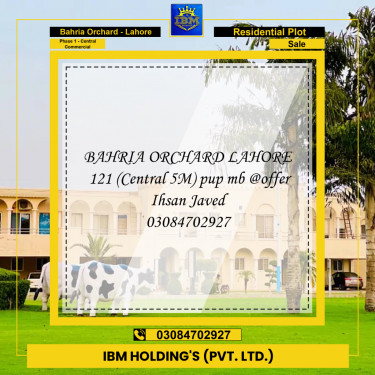 5 Marla Residential Plot for Sale in Phase 1 - Central Commercial -  Bahria Orchard, Lahore - (BP-355021)