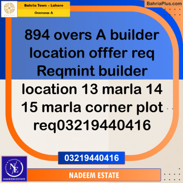 Residential Plot for Sale in Overseas A -  Bahria Town, Lahore - (BP-355056)