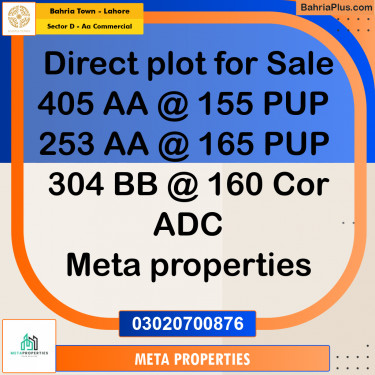 Residential Plot for Sale in Sector D - AA Commercial -  Bahria Town, Lahore - (BP-355089)