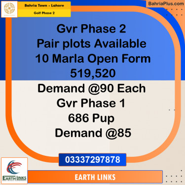10 Marla Residential Plot for Sale in Golf Phase 2 -  Bahria Town, Lahore - (BP-355285)