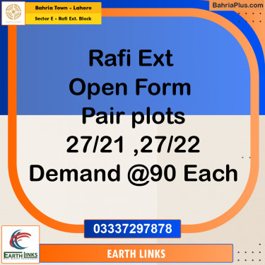 5 Marla Residential Plot for Sale in Sector E - Rafi Ext. Block -  Bahria Town, Lahore - (BP-355383)