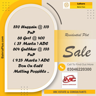 Residential Plot for Sale in Bahria Town, Lahore - (BP-355392)