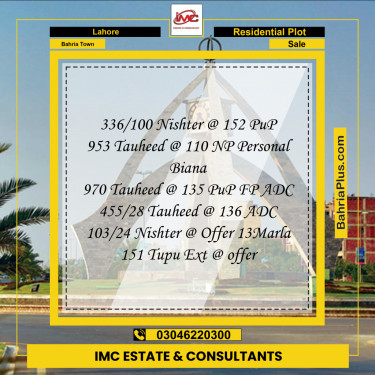 Residential Plot for Sale in Bahria Town, Lahore - (BP-355395)