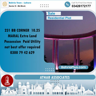 10 Marla Residential Plot for Sale in Sector D - BB Block -  Bahria Town, Lahore - (BP-355515)