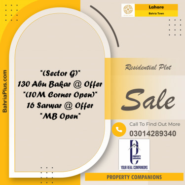 Residential Plot for Sale in Bahria Town, Lahore - (BP-355541)