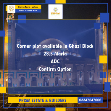 23 Marla Residential Plot for Sale in Sector F - Ghazi Block -  Bahria Town, Lahore - (BP-355637)