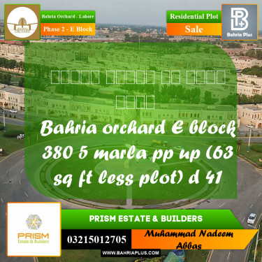 5 Marla Residential Plot for Sale in Phase 2 - E Block -  Bahria Orchard, Lahore - (BP-355665)