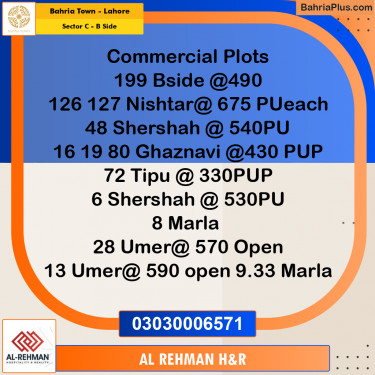 5 Marla Residential Plot for Sale in Sector C - B Side -  Bahria Town, Lahore - (BP-355679)