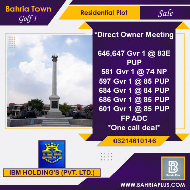5 Marla Residential Plot for Sale in Golf Phase 1 -  Bahria Town, Lahore - (BP-355794)