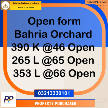 5 Marla Residential Plot for Sale in Phase 2 - L Block -  Bahria Orchard, Lahore - (BP-355796)