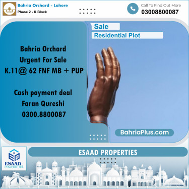 5 Marla Residential Plot for Sale in Phase 2 - K Block -  Bahria Orchard, Lahore - (BP-355814)