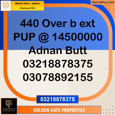 10 Marla Residential Plot for Sale in Overseas B Ext -  Bahria Town, Lahore - (BP-355895)