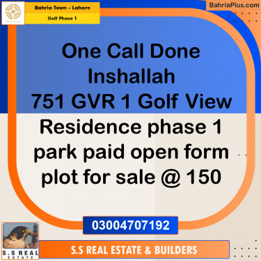 10 Marla Residential Plot for Sale in Golf Phase 1 -  Bahria Town, Lahore - (BP-355933)
