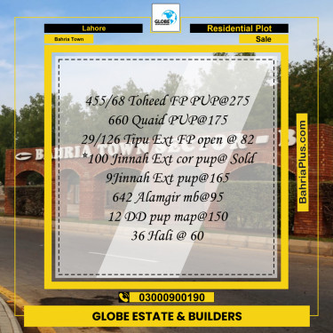 Residential Plot for Sale in Bahria Town, Lahore - (BP-355934)