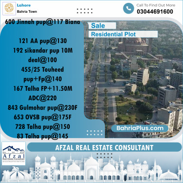 Residential Plot for Sale in Bahria Town, Lahore - (BP-355972)