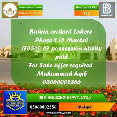 8 Marla Residential Plot for Sale in Phase 2 - D Ext -  Bahria Orchard, Lahore - (BP-355982)