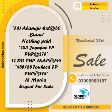 Residential Plot for Sale in Bahria Town, Lahore - (BP-356005)