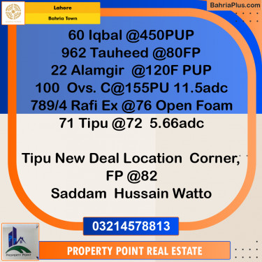 Residential Plot for Sale in Bahria Town, Lahore - (BP-356011)