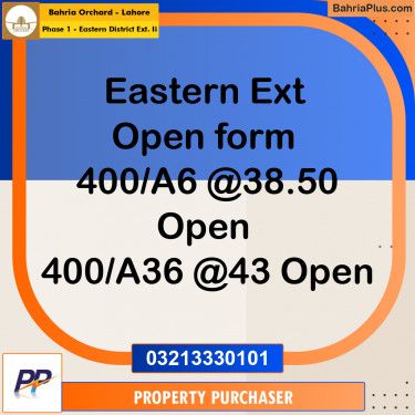 5 Marla Residential Plot for Sale in Phase 1 - Eastern District Ext. II -  Bahria Orchard, Lahore - (BP-356088)