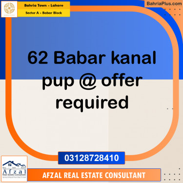 Residential Plot for Sale in Sector A - Babar Block -  Bahria Town, Lahore - (BP-356140)