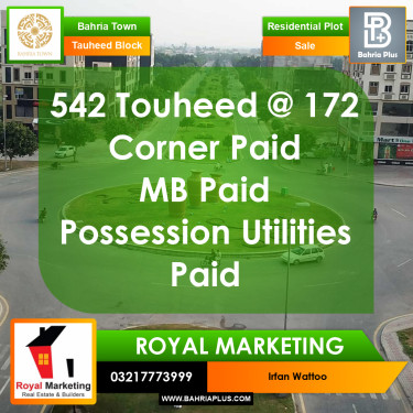 10 Marla Residential Plot for Sale in Sector F - Tauheed Block -  Bahria Town, Lahore - (BP-356174)