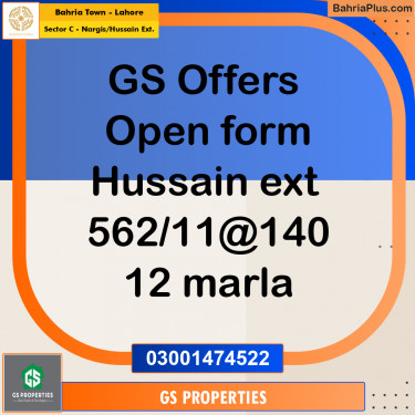12 Marla Residential Plot for Sale in Sector C - Nargis/Hussain Ext. -  Bahria Town, Lahore - (BP-356287)