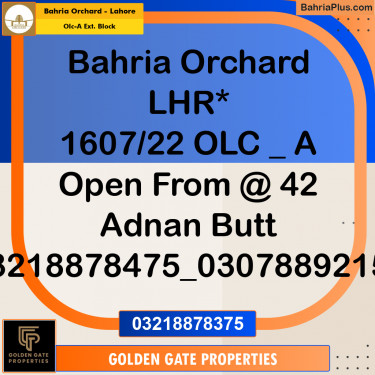 5 Marla Residential Plot for Sale in OLC-A Ext. Block -  Bahria Orchard, Lahore - (BP-356329)