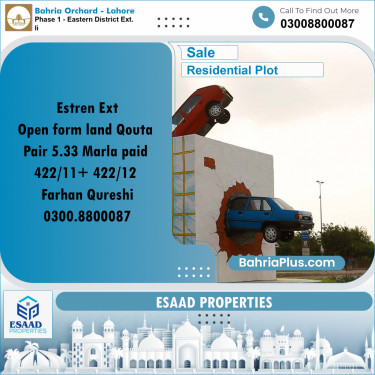 5.33 Marla Residential Plot for Sale in Phase 1 - Eastern District Ext. II -  Bahria Orchard, Lahore - (BP-356367)