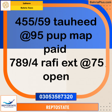 Residential Plot for Sale in Bahria Town, Lahore - (BP-356381)