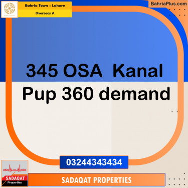 1 Kanal Residential Plot for Sale in Overseas A -  Bahria Town, Lahore - (BP-356414)
