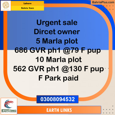 5 Marla Residential Plot for Sale in Bahria Town, Lahore - (BP-356479)