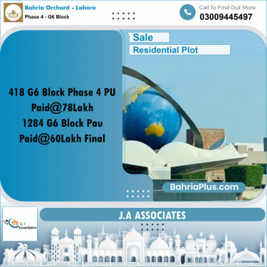 10 Marla Residential Plot for Sale in Phase 4 - G6 Block -  Bahria Orchard, Lahore - (BP-356496)