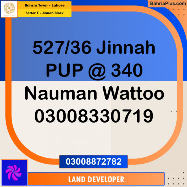 1 Kanal Residential Plot for Sale in Sector E - Jinnah Block -  Bahria Town, Lahore - (BP-356635)