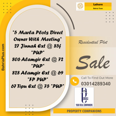 Residential Plot for Sale in Bahria Town, Lahore - (BP-356657)