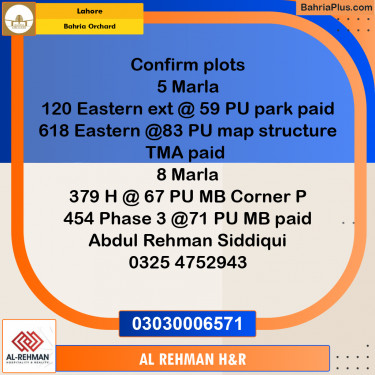 5 Marla Residential Plot for Sale in Bahria Orchard, Lahore - (BP-356705)