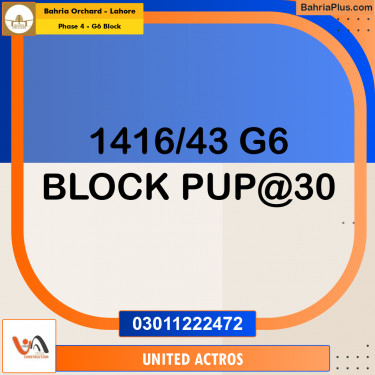 5 Marla Residential Plot for Sale in Phase 4 - G6 Block -  Bahria Orchard, Lahore - (BP-356741)