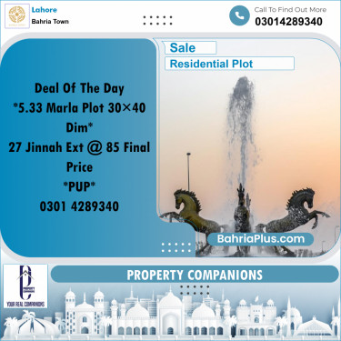 Residential Plot for Sale in Bahria Town, Lahore - (BP-356795)