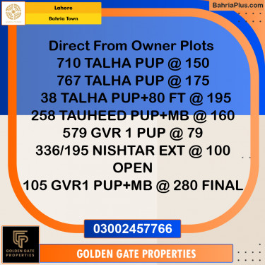 Residential Plot for Sale in Bahria Town, Lahore - (BP-356879)