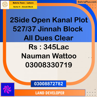 1 Kanal Residential Plot for Sale in Sector E - Jinnah Block -  Bahria Town, Lahore - (BP-357083)