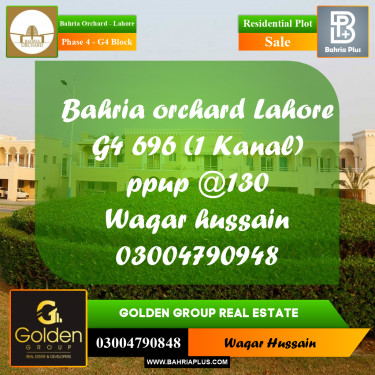 1 Kanal Residential Plot for Sale in Phase 4 - G4 Block -  Bahria Orchard, Lahore - (BP-357227)